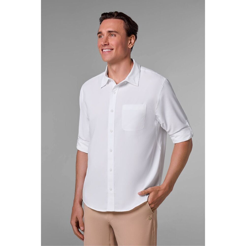 Coolibar Men’s Long Sleeve‎ Shirt White 50+ UPF Size XL
